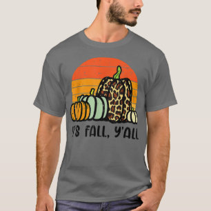 Retr Pumpkins Leopard Cheetah Print Autumn Fall Ha T-Shirt