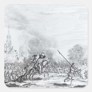 Retreat from the Battle of Worcester Square Sticker