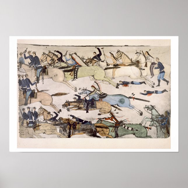 Retreat of Major Marcus Reno's command (ink on pap Poster (Front)