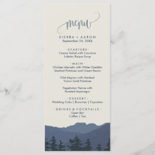 Retreat to the Mountains Dinner Menu Card