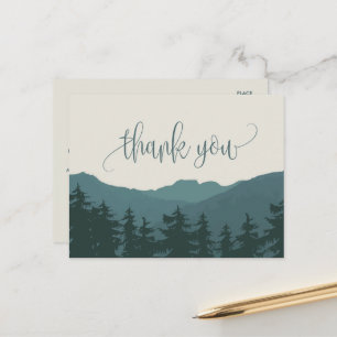 Retreat to the Mountains   Green Thank You Postcard