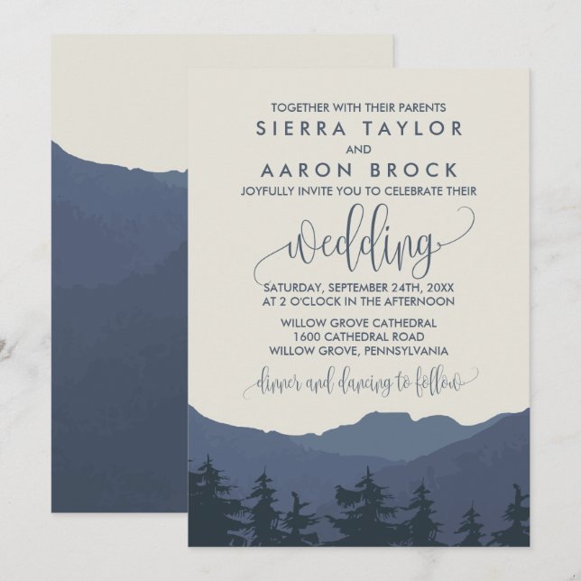 Retreat to the Mountains Wedding Invitation (Front/Back)