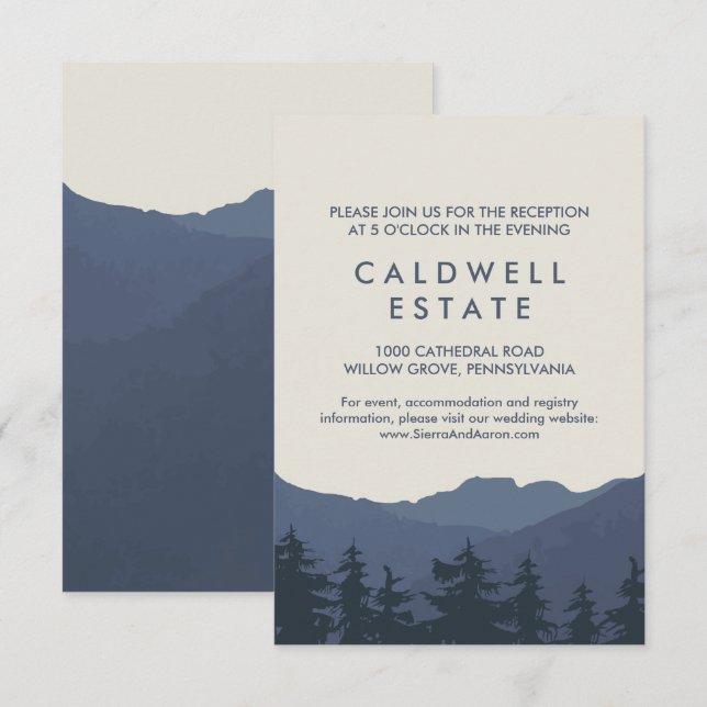Retreat to the Mountains Wedding Reception Card (Front/Back)