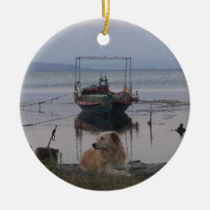 Retriever by the sea. ceramic tree decoration