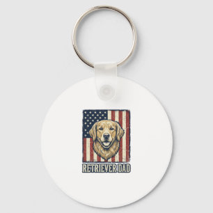 Retriever Dad Vintage Dog Flag Shirt Design_1 Key Ring