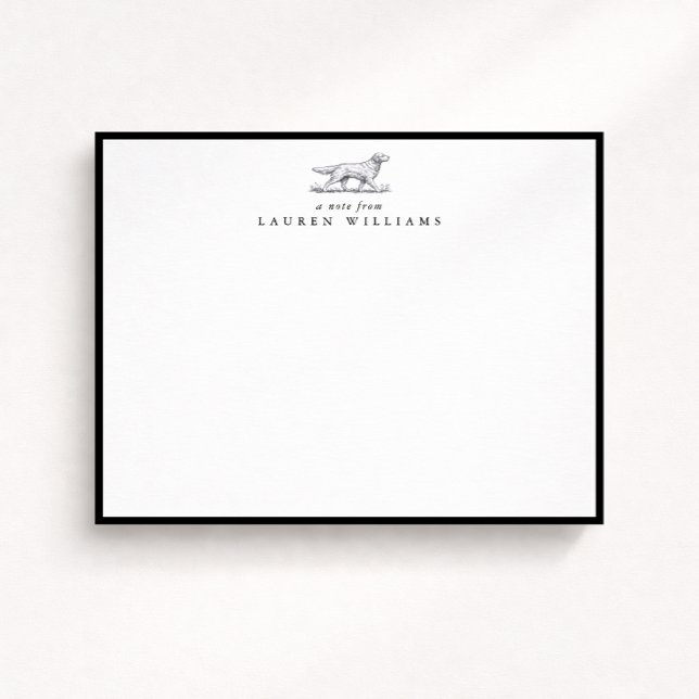 Retriever Dog Sketch Black Border Note Card (Creator Uploaded)