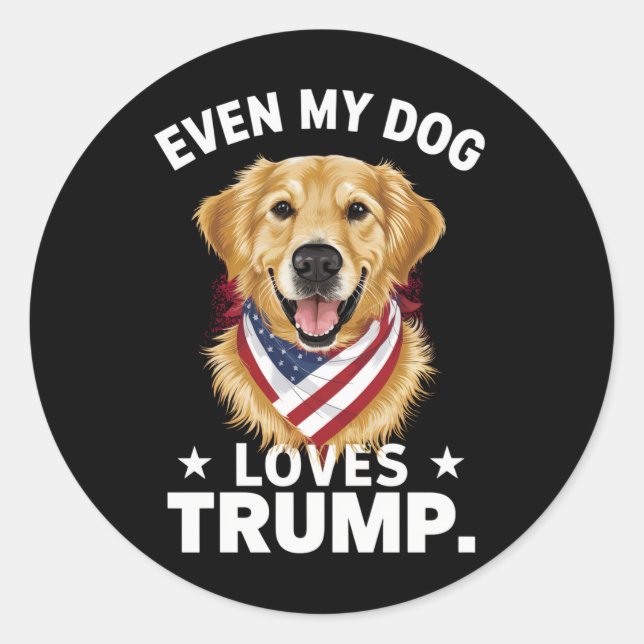 Retriever Even My Dog Loves Trump USA Flag Classic Round Sticker (Front)