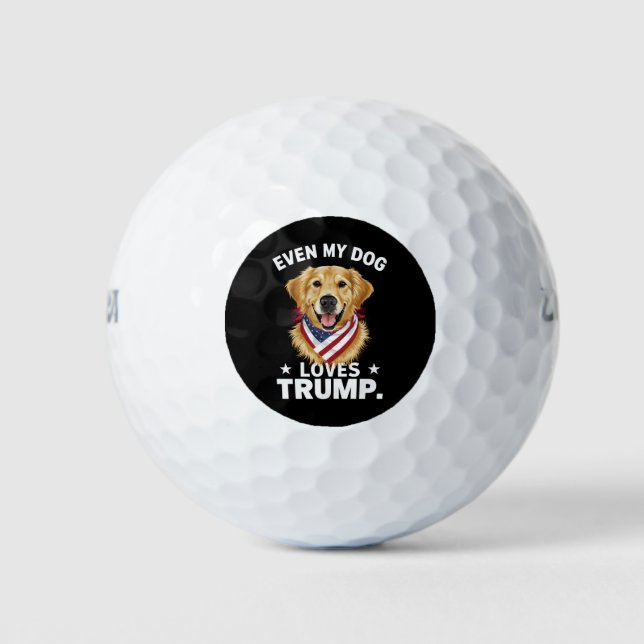 Retriever Even My Dog Loves Trump USA Flag Golf Balls (Front)