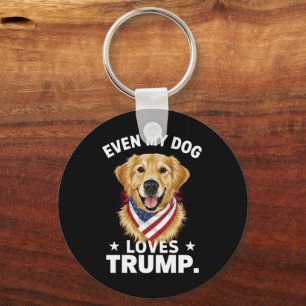 Retriever Even My Dog Loves Trump USA Flag Key Ring