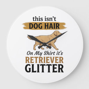 Retriever Glitter Funny Dog Lover Vintage Design_1 Large Clock