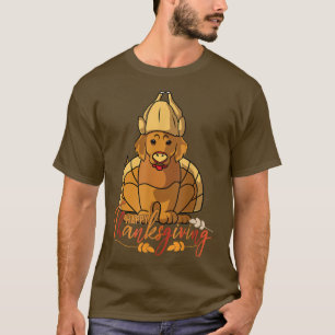 Retriever Golden Dog Greets Happy Thanksgiving Tur T-Shirt