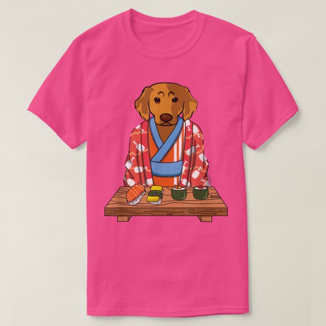 Retriever Golden Dog Kimono Kawaii Japanese Foodie T-Shirt (Design Front)