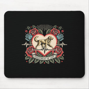 Retriever Heartbeat Tattoo Retro Roses Dog Lover L Mouse Mat