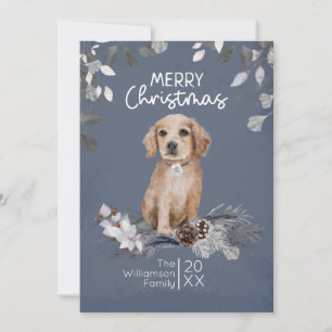 Retriever Puppy Watercolor Christmas Holiday Card