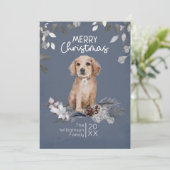Retriever Puppy Watercolor Christmas Holiday Card (Standing Front)