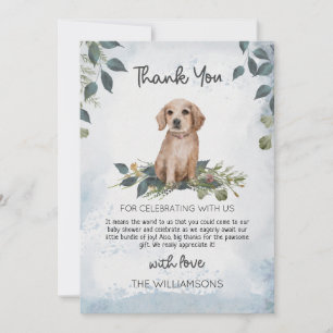 Retriever Puppy Watercolor Dog Baby Shower  Thank You Card