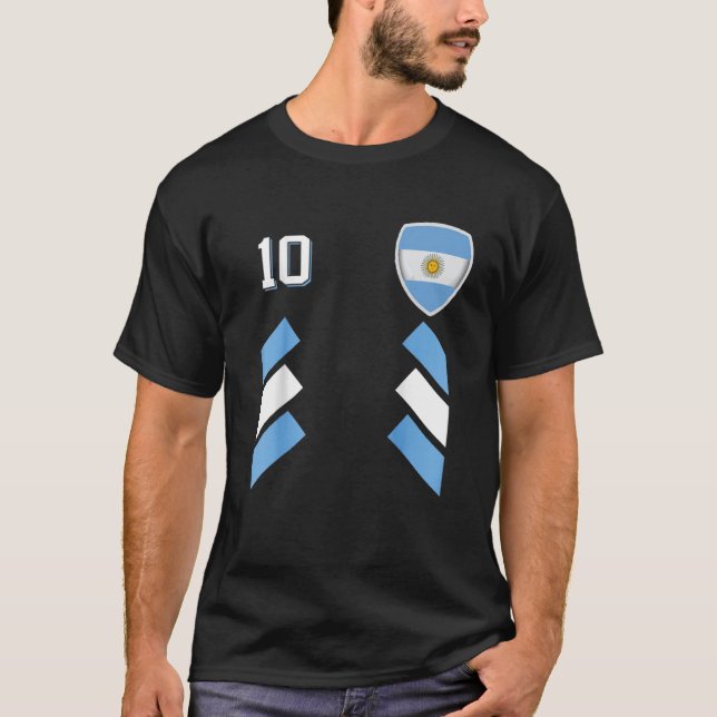 Retro10 Argentina Football Argentinian Soccer Arge T-Shirt (Front)