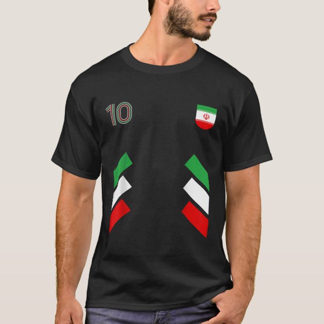 Retro10 Iran Football Iran Soccer Iran Flag T-Shirt (Front)