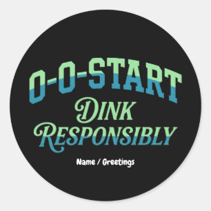 Retro 0-0-Start Court Aesthetic Minimal Pickleball Classic Round Sticker