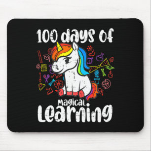 Retro 100 Days Of Magical Learning Unicorn Girls 1 Mouse Mat