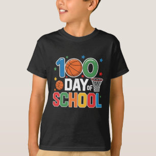 Retro 100 Days Of School Basketball Fan Design T-Shirt