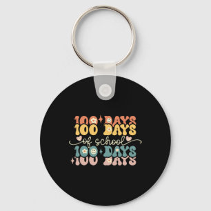 Retro 100 Days Of School Groovy Teacher 100th Day Key Ring
