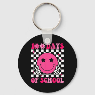 Retro 100 Days Of School Kids Teachers 100th Day G Key Ring