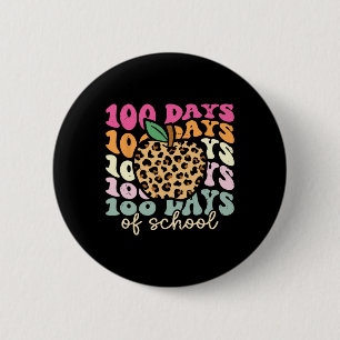Retro 100 Days Of School Leopard Teacher 100th Day 6 Cm Round Badge