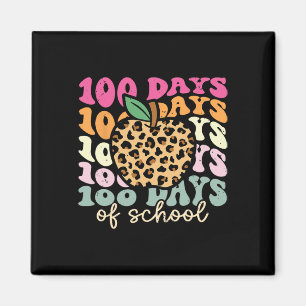 Retro 100 Days Of School Leopard Teacher 100th Day Magnet