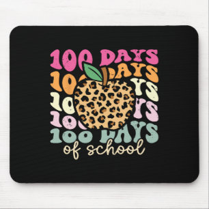 Retro 100 Days Of School Leopard Teacher 100th Day Mouse Mat