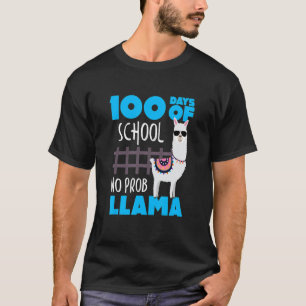 Retro 100 Days Of School No Prob Llama Cute Studen T-Shirt