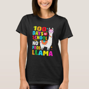 Retro 100 Days Of School Shirt No Probllama Llama 