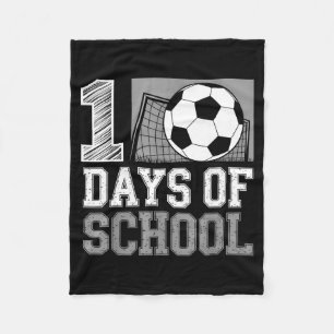 Retro 100 Days Of School Soccer Teacher Student 10 Fleece Blanket