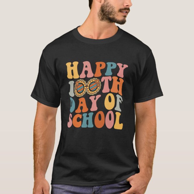 Retro 100 Days Of School Teacher Boys Girls 100th  T-Shirt (Front)