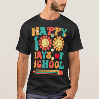 Retro 100 Days Of School Teacher Boys Girls 100th  T-Shirt