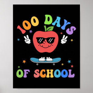 Retro 100 Days Of School Teacher Kids 100th Day Of Poster