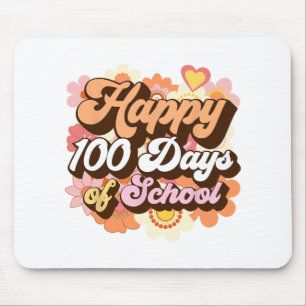 Retro 100 Days Of School Teachers Kids Groovy 100t Mouse Mat