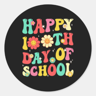 Retro 100 Days Of School Teachers Students 100th D Classic Round Sticker