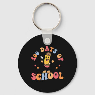 Retro 100 Days Of School Teachers Students 100th D Key Ring