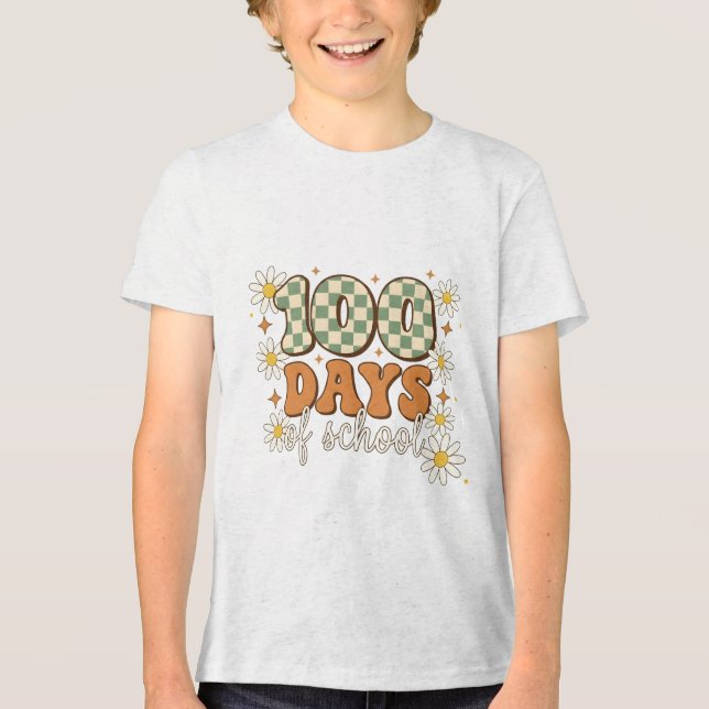 Retro 100 Days of School Tri-Blend Shirt (Front)