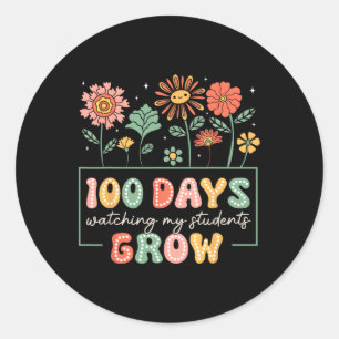Retro 100 Days Watching My Students Grow 100th Day Classic Round Sticker