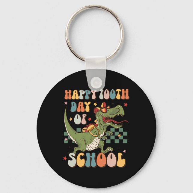 Retro 100th Day Of School 100 Days Of School Cute  Key Ring (Front)
