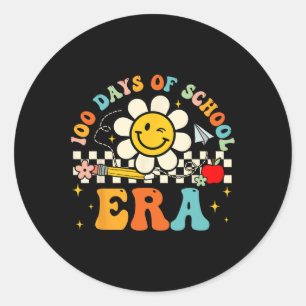 Retro 100th Day Of School Teacher Kid 100 Days Of  Classic Round Sticker