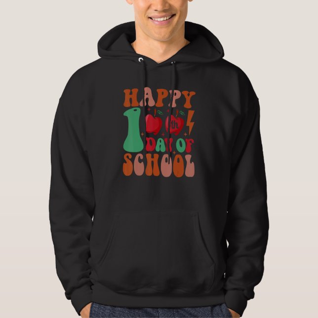 Retro 100th Day of School Teachers Kids Child Happ Hoodie (Front)