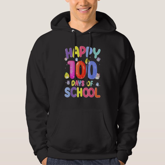 Retro 100th Day Of School Teachers Kids Child Happ Hoodie (Front)