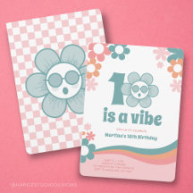 Retro 10th Birthday Girl Party Invitation