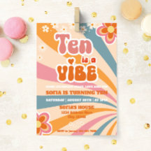 Retro 10th Birthday Invitation Template