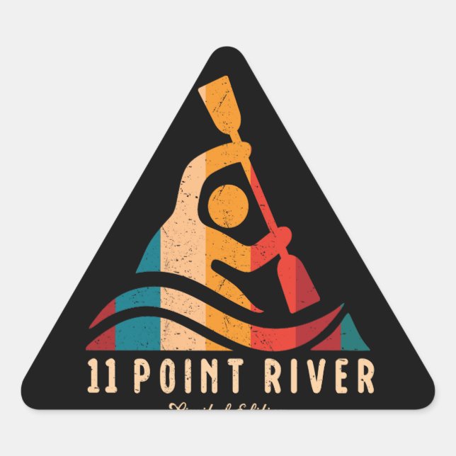 Retro 11 Point River Kayaking Triangle Sticker (Front)
