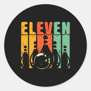 Retro 11th Birthday Bowling Design Turning 11 Bowl Classic Round Sticker