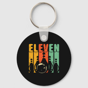 Retro 11th Birthday Bowling Design Turning 11 Bowl Key Ring